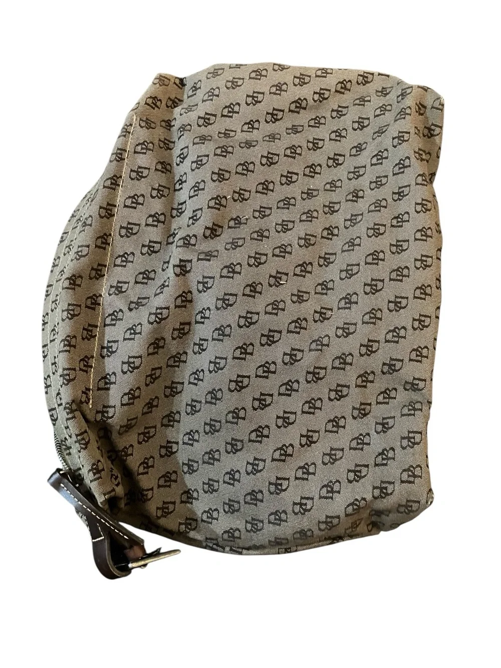 Men's Brown Canvas and Leather Organizer Bag - Beige Interior